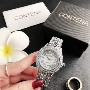 Reloj de platino Geneva a la moda para mujer, reloj de pulsera japonés movt al por mayor, relojes informales para estudiantes con banda de acero y diamantes de imitación para mujer - Product Image 2