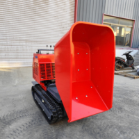 Mini-dumper chenillé compact 1200 kg à levage élevé, brouette motorisée sur chenilles, benne hydraulique auto-chargeante à moteur essence pour espaces étroits