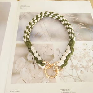 Collier En Macrame Chien Katun Lembut Serviks Hundehalsband Pemimpin Kerah dan Tali Anjing Set Kerah Anjing Macrame Personalisasi - Product Image 2