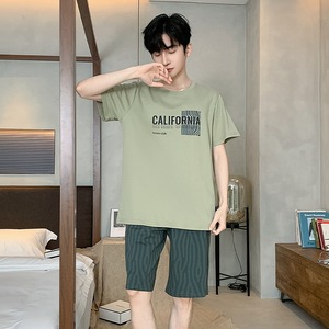 Nuovi <span class=keywords><strong>pantaloncini</strong></span> estivi a maniche corte per la casa per il tempo libero pigiami da <span class=keywords><strong>uomo</strong></span> in puro <span class=keywords><strong>cotone</strong></span> - Product Image 3