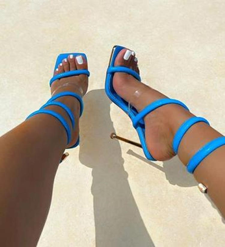 Nouveau Chaussures Femmes Talons Aiguilles Boucle Bout Ouvert Décontracté Fashion Aqua Green Rivets Nouveau Chaussures Femmes Talons Aiguilles Boucle Bout Ouvert Décontracté Fashion Aqua Green Rivets