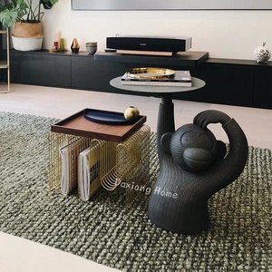 Mesa de centro nórdica con bandeja de diseño artístico de lujo ligero, mesa auxiliar de forma especial con bordes redondos para sala de estar de apartamento pequeño - Product Image 5