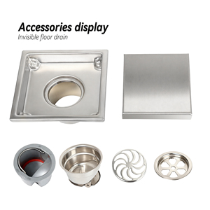 Drain de sol invisible en acier inoxydable 304 de 11x11 cm, durable, à insérer dans les carreaux, drain de douche carré, anti-odeur, résistant à la rouille pour la salle de bain - Product Image 5