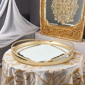 Plateaux miroir ronds en <span class=keywords><strong>verre</strong></span> doré marron vintage <span class=keywords><strong>de</strong></span> luxe, motif moderne, <span class=keywords><strong>pour</strong></span> la maison, l'hôtel, la <span class=keywords><strong>table</strong></span>, le service <span class=keywords><strong>de</strong></span> vin et la vanité - Product Image 2
