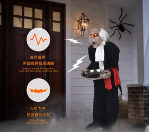 Halloween Animatronic Horror Witch House Keeper Manager elettrico Prop induzione suono luminoso voce Trick Treat Party novità - Product Image 5