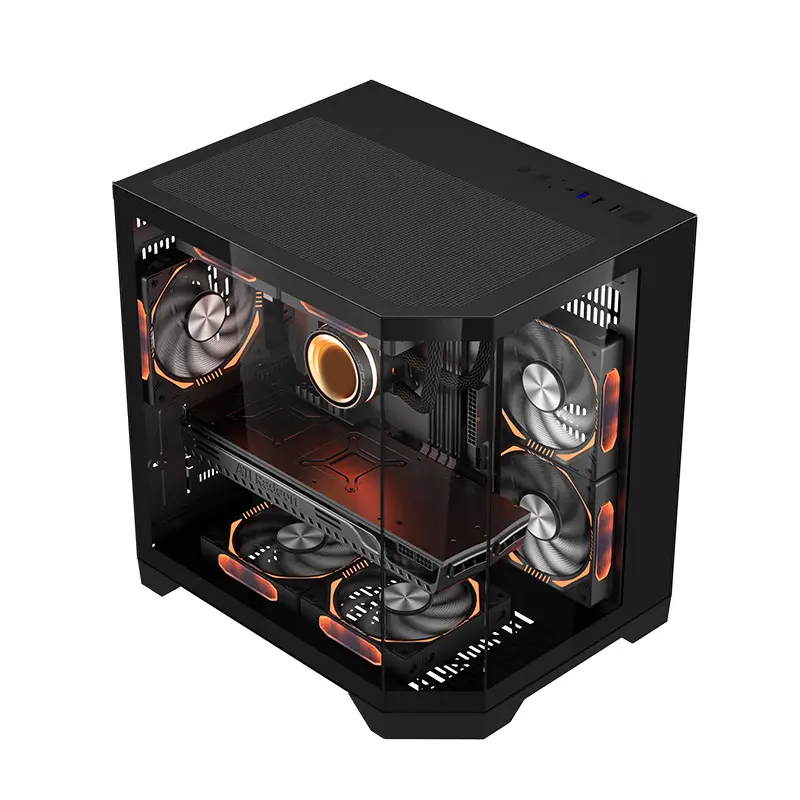 Lovingcool Double-sided Tempered Glass RGB Cooler Fan PC Case Mid Tower MATX ITX Small Gaming Desktop Computer Cabinets & Towers