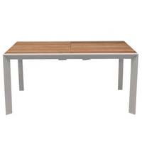Ensemble de salle à manger d'extérieur en bois avec plateau extensible, structure en aluminium, design traditionnel, imperméable, garantie de 2 ans