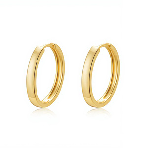 Pendientes de Aro Chapados en Oro de 14k, Diseño Redondo Simple, Joyería de Moda para Mujer - Product Image 5