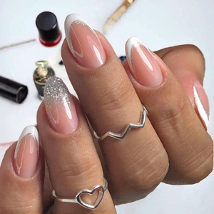 <span class=keywords><strong>Faux</strong></span> <span class=keywords><strong>Ongles</strong></span> de Luxe en Acrylique Rose, Motif Amande 3D, Design Français, Forme Cercueil Carré, Vente en Gros - Product Image 2