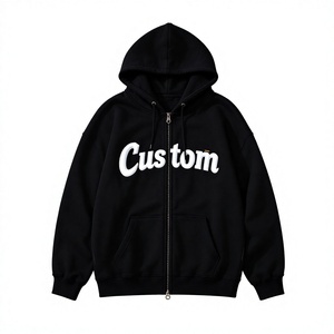 Sweat-shirt à capuche zippé pour homme, broderie et transfert thermique, logo personnalisé, tissu épais, streetwear, vêtements personnalisés - Product Image 2