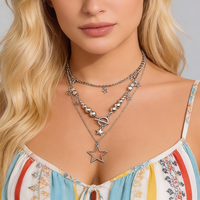 3 Pcs Chaîne Layered Séparable avec Perles Étoiles Pendentif Collier pour Femmes Trendy sur le Cou Accessoires 2025 Coréen Bijoux de Mode
