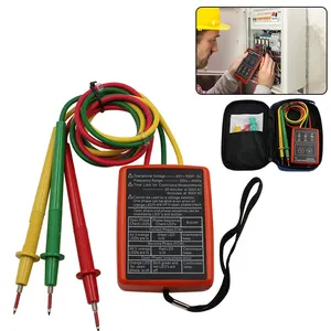 60V-600V AC indicatore di rotazione trifase Tester di sequenza di fase cicalino LED con custodia portatile