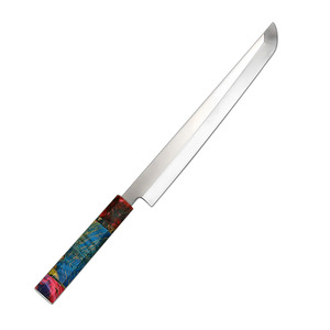 Cuchillo de <span class=keywords><strong>cocina</strong></span> Yanagiba de 270 mm (11 pulgadas) para sashimi, de acero con alto contenido de carbono, color ámbar. - Product Image 1