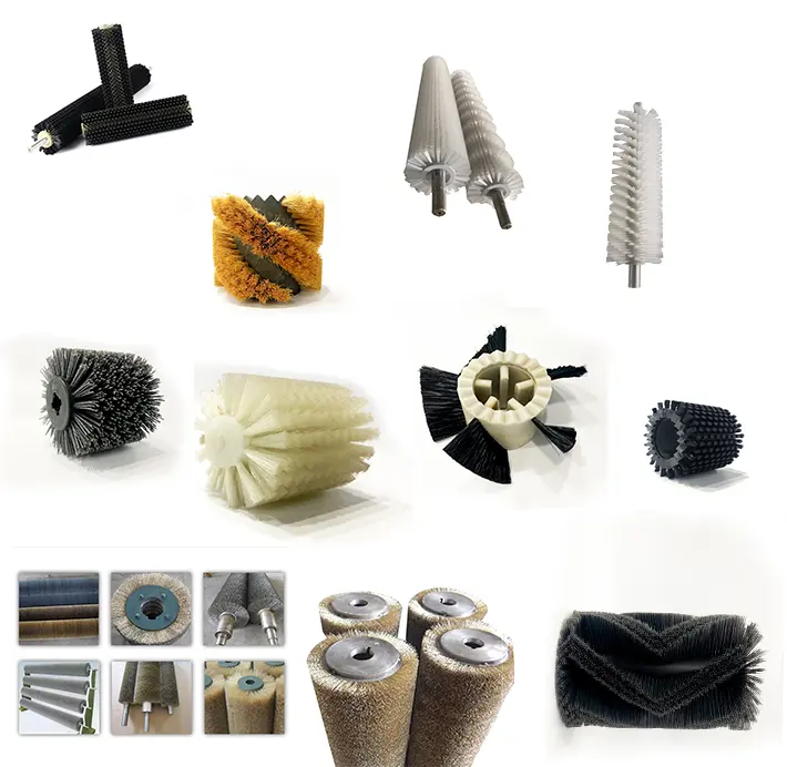 Custom Industrial Brass Wire Steel Wire Spiral Roller Brush and Nylon Cleaning Cylinder Brush