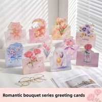 Carte de vœux pop-up rose, cadeau pour la Fête des Enseignants, polyvalente, style fleuriste, espace pour messages écrits à la main, vœux d'anniversaire imprimés