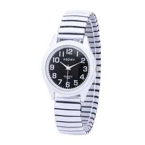 Montre à quartz facile à lire, bracelet extensible en acier inoxydable, cadran rond analogique, montre-bracelet pour femmes et hommes - Product Image 5