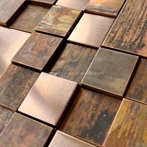 Mosaico in Ottone e Acciaio con Differenza di Altezza, Mosaico in <span class=keywords><strong>Rame</strong></span>, Piastrelle Metalliche Concave e Convesse per Rivestimento Murale - Product Image 3