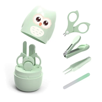 Tendance 4-en-1 ensemble de soins pour nouveau-nés doux mignon hibou forme Silicone bébé ongles Kit sûr et pratique bébé coffrets cadeaux