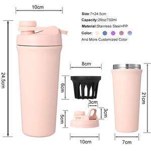 プラスチックふた付きBPAフリー真空フラスコ水ボトルカスタム印刷ロゴジムカップタンパク質シェーカーボトル - Product Image 6