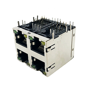 Coorle 5921 Prise RJ45 modulaire empilable 10/100 Base-Tx blindée pour carte PCB DIP sans transformateur, connecteurs 2x2 ports avec LED EMI