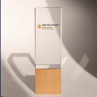 Trophée en cristal gravé personnalisé MH-JB220, Plaque de cristal en verre vierge avec Base en bois