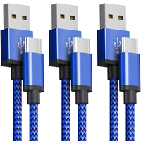 Vente en gros d'usine, câble USB de type C à USB A tressé en nylon 3A, coloré, 1 m, charge rapide, pour téléphone portable
