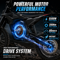 Moto tout-terrain électrique M9 60V 27Ah, moteur 2000W, puissance de pointe 5500W, couple de 200Nm, 80KM/H, suspension intégrale