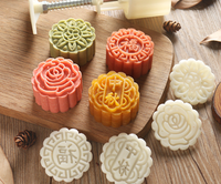 3D Kunststoff Moon Cake Mould Set 4 Stück 50g Chinesisches traditionelles Muster Text muster Blumen form Moon Cake Mould Set