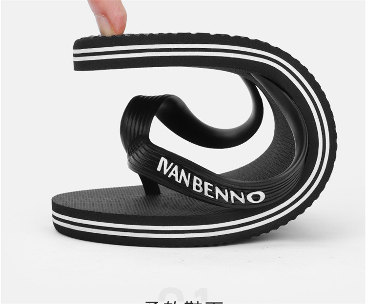 Summer Flip-Flops Embossing Logo On Strap Mens Bedroom Slippers Sandals Waterline Sole Mens Flip Flops