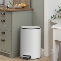 Poubelle ronde en acier inoxydable de 12L pour chambre d'hôtel, poubelle de cuisine et de salle de bain avec pédale, seau de rangement