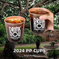 Gobelets en plastique transparents jetables de haute qualité 2024, personnalisables, avec couvercles en PP de 90/95 mm, impression sérigraphique, pour boissons, café, thé