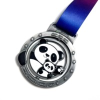 Médailles de sport personnalisées en métal pour marathon et triathlon, design panda, récompenses 3D, course à pied, couleur personnalisée, logo personnalisé
