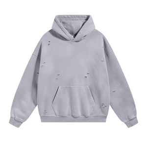 Personnalisable automne et hiver sur le nouveau 360GRAMS Spray Monkey Washed Do Old Cut Ragged Hole Sweat à capuche rembourré Spray Monkey Sweater - Product Image 4