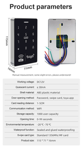 Chất lượng cao tuya <span class=keywords><strong>App</strong></span> Wifi RFID truy cập IP kiểm soát mạng Đầu đọc thẻ IP65 kiểm soát truy cập hệ thống sản phẩm cho văn phòng - Product Image 5