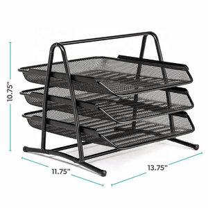 حامل ملفات تجميع الشبك أسود ، مع 3 طبقات سطح مكتب - Product Image 2