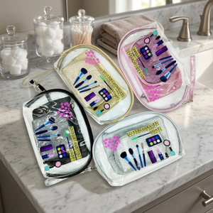 Nouvelle trousse de toilette transparente en PVC à trois compartiments pour femmes, imprimée avec des dessins animés, protection UV, origine Chine, 2023 - Product Image 2