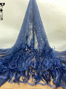 Tela de Encaje con Lentejuelas Brillantes y Plumas, Diseño Ecológico de Última Moda, para <span class=keywords><strong>Alta</strong></span> <span class=keywords><strong>Costura</strong></span> - Product Image 6