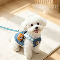 Harnais pour animaux de compagnie en polyester écologique tendance, gilet pour chien, harnais pour chats et petits chiens, ensemble de vêtements pour animaux de compagnie, harnais et laisse en denim
