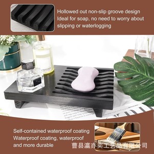 Wooden Soap <b>Dish</b> Rectangular Minimalist Design Bathroom Storage <b>Rack</b> With Drainage For Soap And Toiletries - Product Image 3
