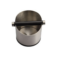 Boîte à déchets de café en acier inoxydable manuelle pour les grains de café, mini utilisation domestique sur table avec barre en caoutchouc
