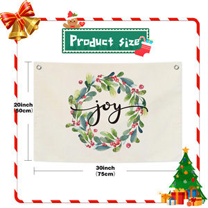 2.5x1.6FT Merry Christmas <b>Canvas</b> Door Flag with Copper Buckles | Indoor Outdoor Holiday <b>Wall</b> Decoration - Product Image 2