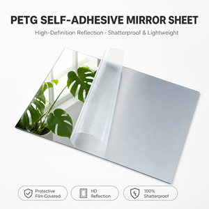 Feuille de miroir autocollante en PETG haute réflexion incassable, découpée sur mesure, miroir en plastique pour décoration murale et fabrication de jouets - Product Image 1
