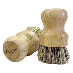 Wholesale Bamboo Wooden Kitchen Palm Pot Brush Dish Scrubber Cleaning Brush