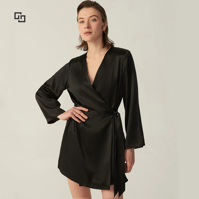 Custom Logo Robes Luxury Ladies Bath Robe Femme Bamboo Women Solid Real Pure Silk Robes