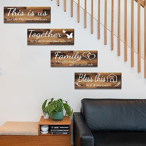 Ensemble de 4 enseignes décoratives en bois rustique design pour le salon et la chambre à coucher. - Product Image 3