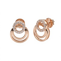 Boucles d'oreilles double cercle en diamant, créoles entrelacées, clous halo, anneau ouvert géométrique, plaqué or 18K 14K, bijoux fins