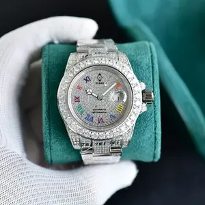 Orologio di lusso con cinturino 904L da 42mm fatto a mano VVS Moissanite con diamanti orologio meccanico automatico