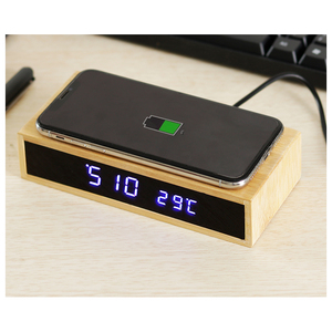 Sáng Tạo Bằng Gỗ LED Kỹ Thuật Số Đồng Hồ Báo Thức Với Nhiệt Độ Hiển Thị Không Dây Sạc Cho Trong Nhà Sử Dụng Nhà Văn Phòng Thông Minh Bảng Đồng Hồ - Product Image 6