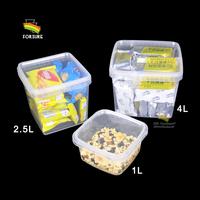 Seau en plastique de 1L, 2,5L, 4L, de qualité alimentaire, transparent, carré, pour emballage de biscuits, boîtes personnalisées IML, seaux pour confiture, bacs en plastique PP pour crème glacée