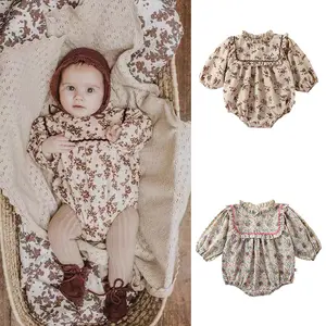 Autumn Baby Girls Floral Clothes Newborn Long Sleeve Wrap Romper Baby Go Out Climbing Clothes